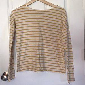 mustard and cream striped long sleeve top